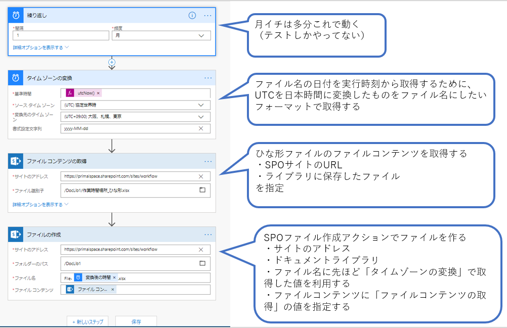 Power Automate 月初めにテンプレートから当月使用分のファイルを年月のファイル名で作成したい もくだいさんのoffice365至高の レシピ